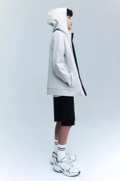 Heavy jersey zip-through hoodie