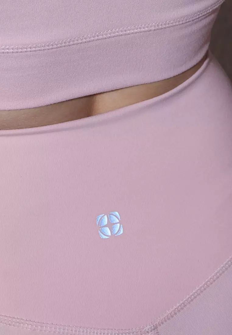 Pink Brushed Soft Inner Waist Pocket Detail Knitted Sports Shorts/Short Leggings