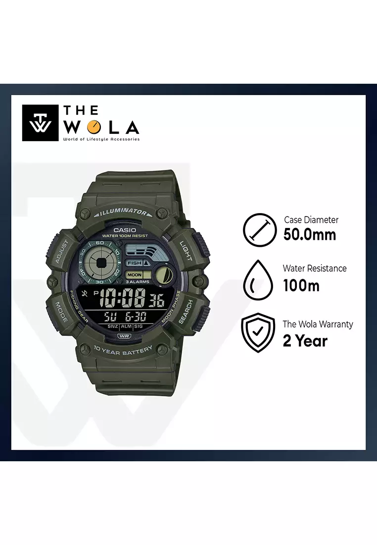 Men Digital Sport Watch WS-1500H-3BV Green Resin Strap