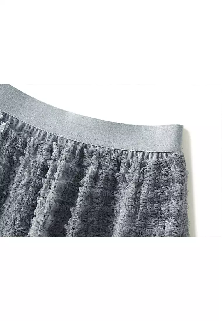 Spring/Summer Pleated Mesh Tiered Skirt AF2210