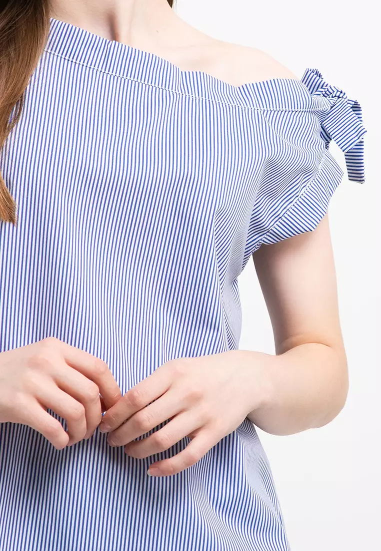 Navy Stripe Sleeveless Blouse