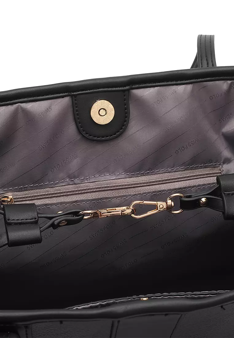 2-in-1 Tote Bag & Top Handle Bag (2-in-1 - Tas Jinjing Wanita & Tas Tangan Wanita) - Hitam