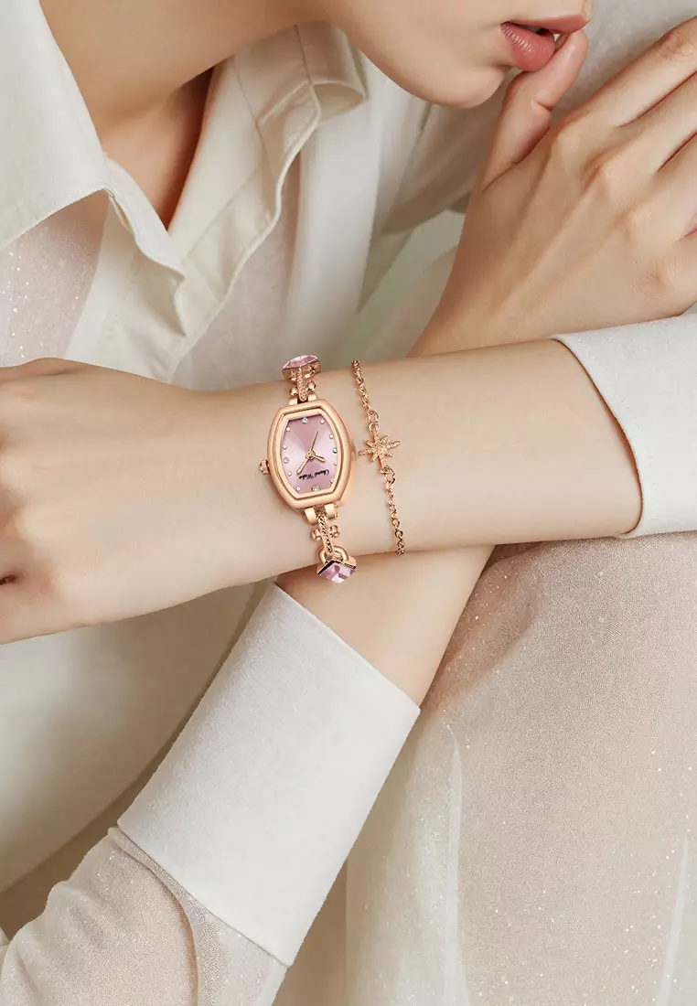 Jam Tangan Wanita Original Korea Gelang Fashion Original Jam Tangan Cewek Anti Air rosepink