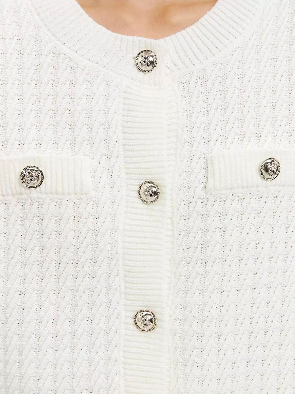 Buttoned Knit Top - Ivory
