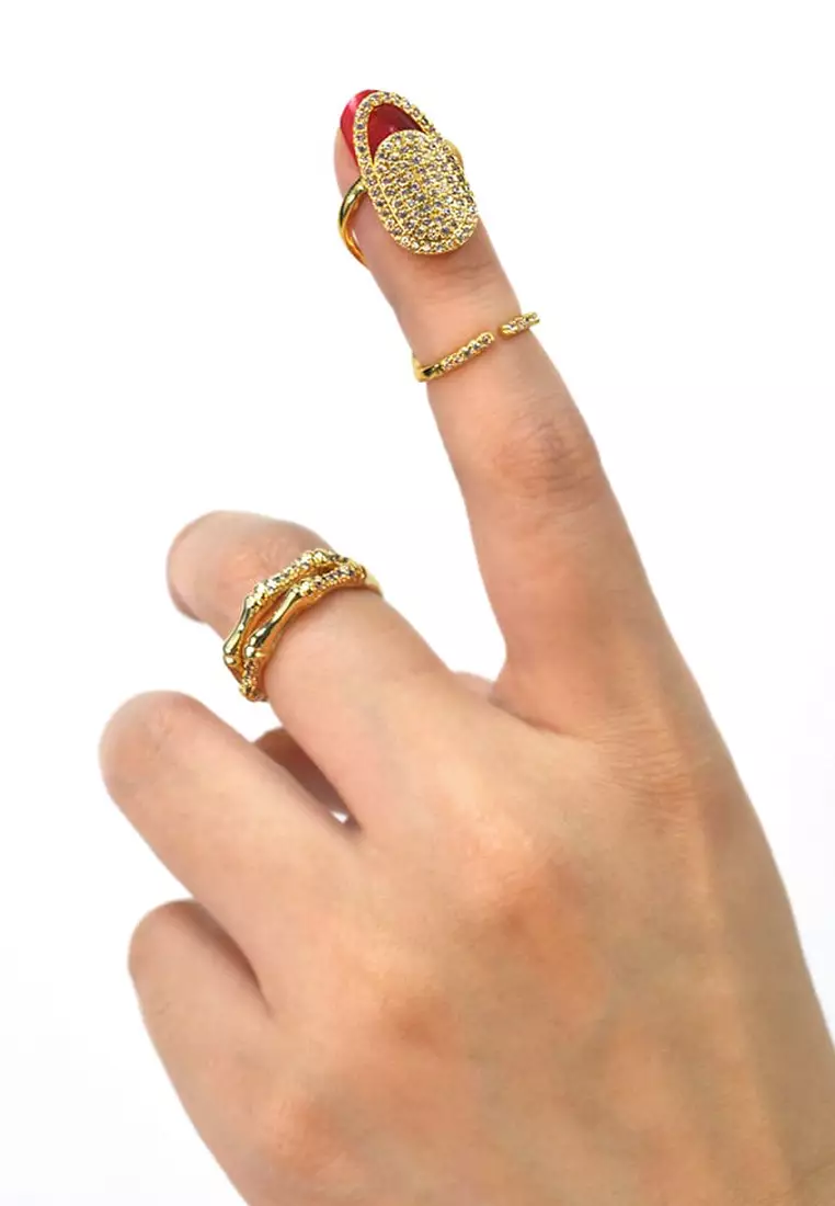 Rebecca Crystal Generosity Gold Pinky Nail Ring