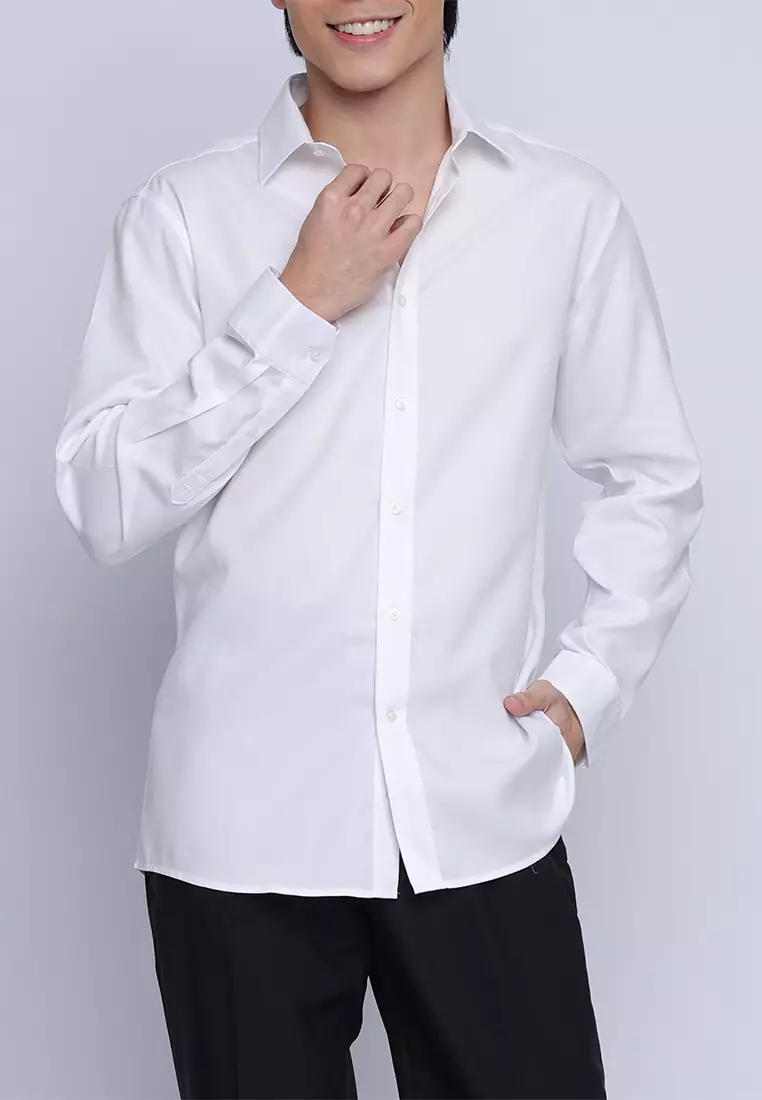 Plain White Two Ply Dress Shirt