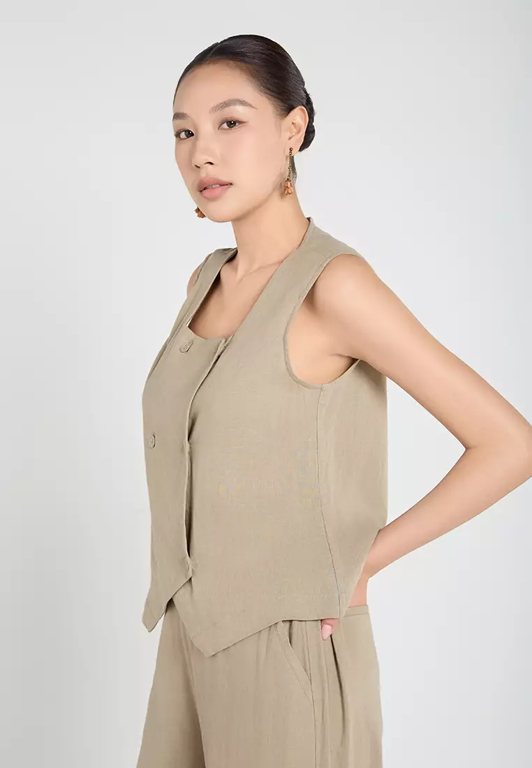 Square-Neck Linen Top
