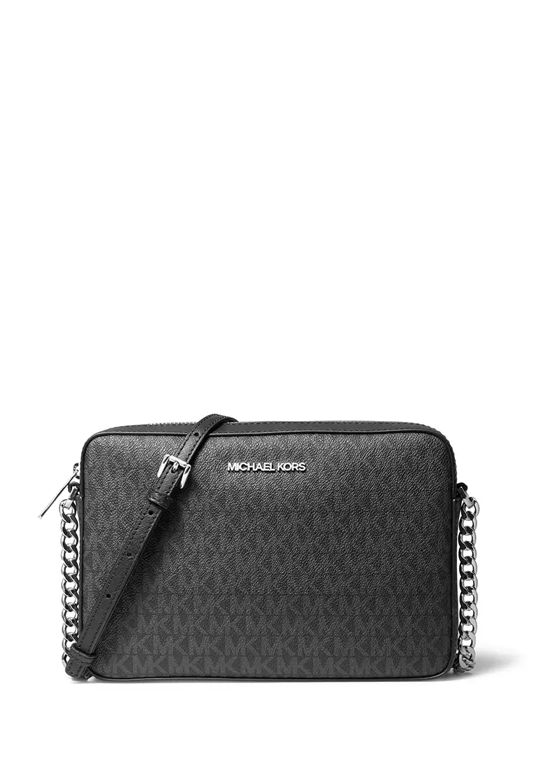 Jet set large deals logo jacquard crossbody bag