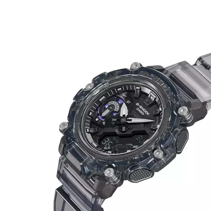 Jam Tangan Pria Casio G-Shock GA-2200SKL-8ADR Sound Wave Series Digital Analog Dial Black Tranparent Resin Band