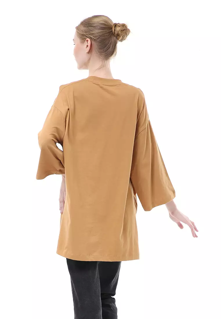 Wina Kaos Atasan Wanita Polos Basic Oversize - Caramel