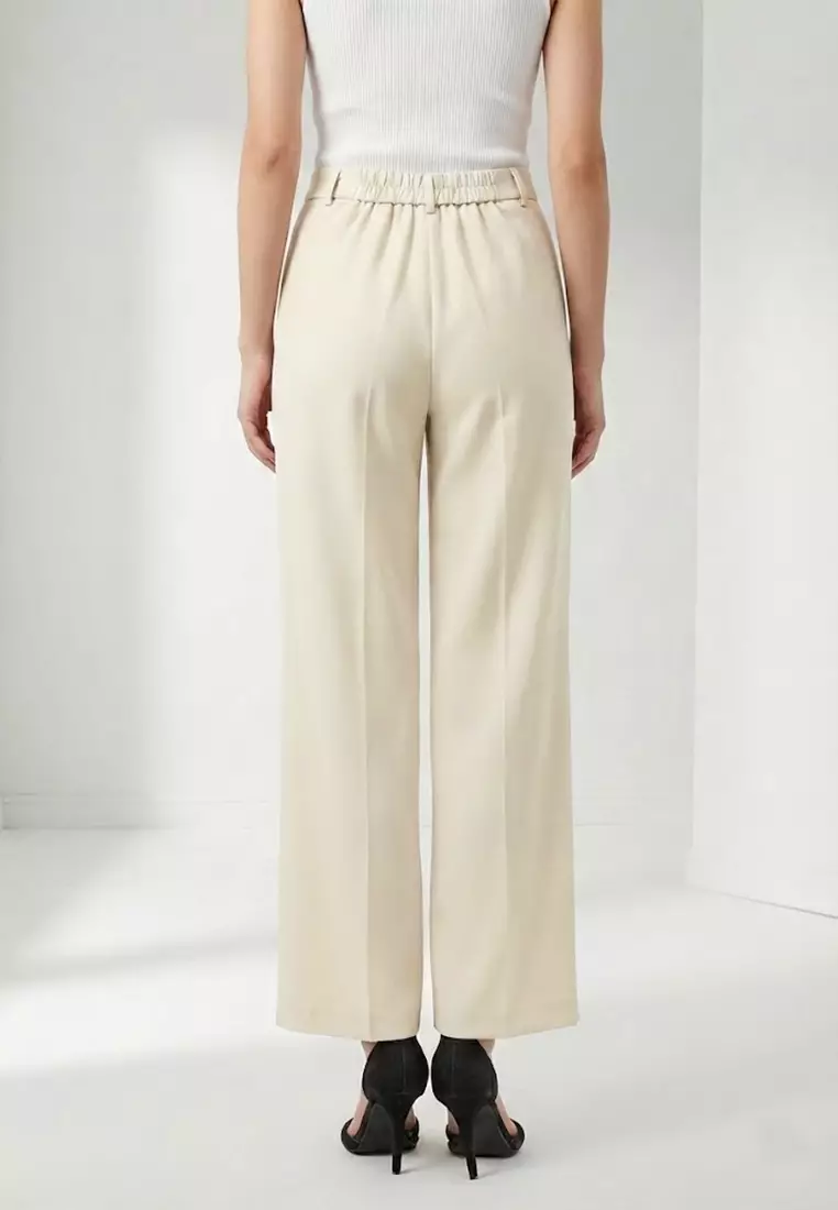 High Waisted Relaxed Straight Leg Stretch Trousers