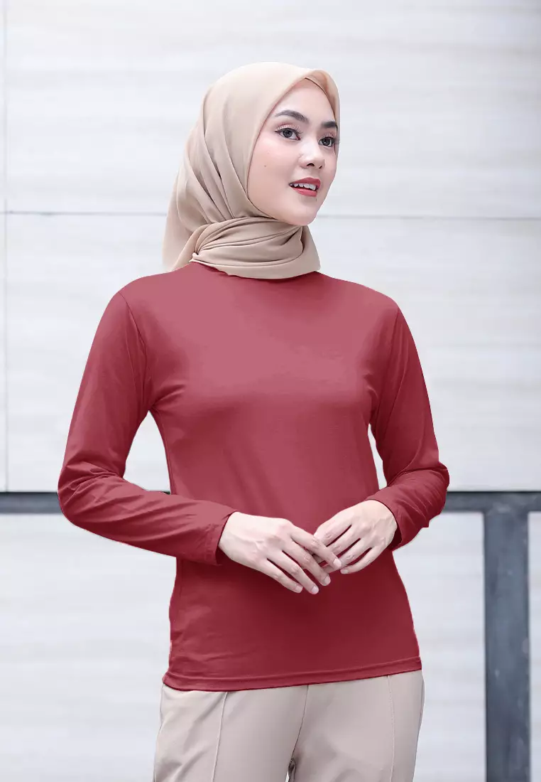 Cotton Bee - Manset Lengan Panjang Aneisha Inner Rayon - Red Cherry - XL 