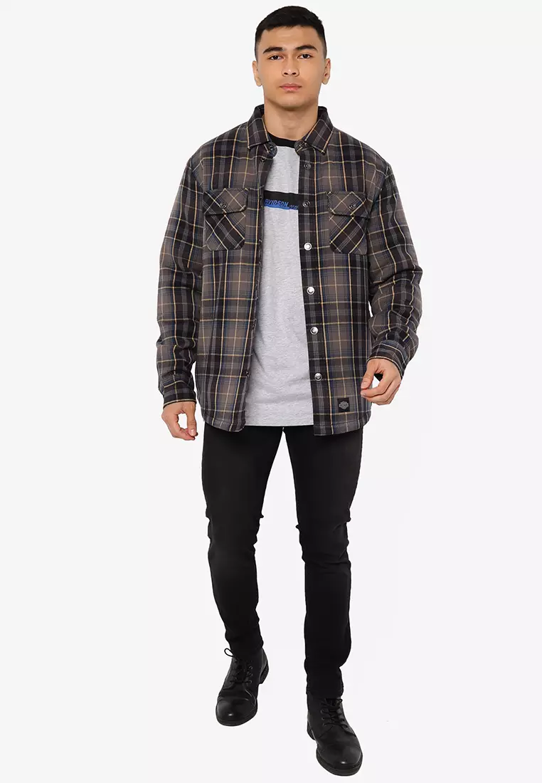 Quilted Lining Plaid Shirt Jacket