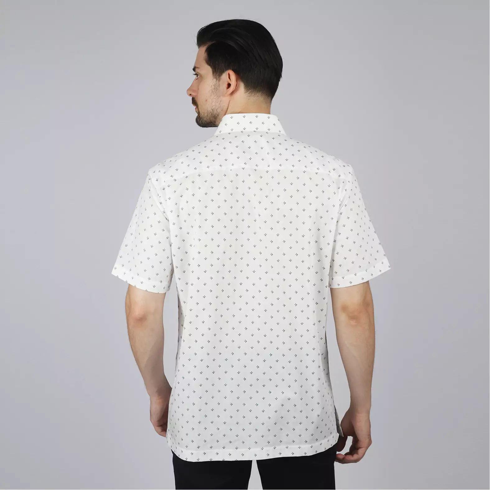 Kemeja Ethan White Lengan Pendek Print Moppe White