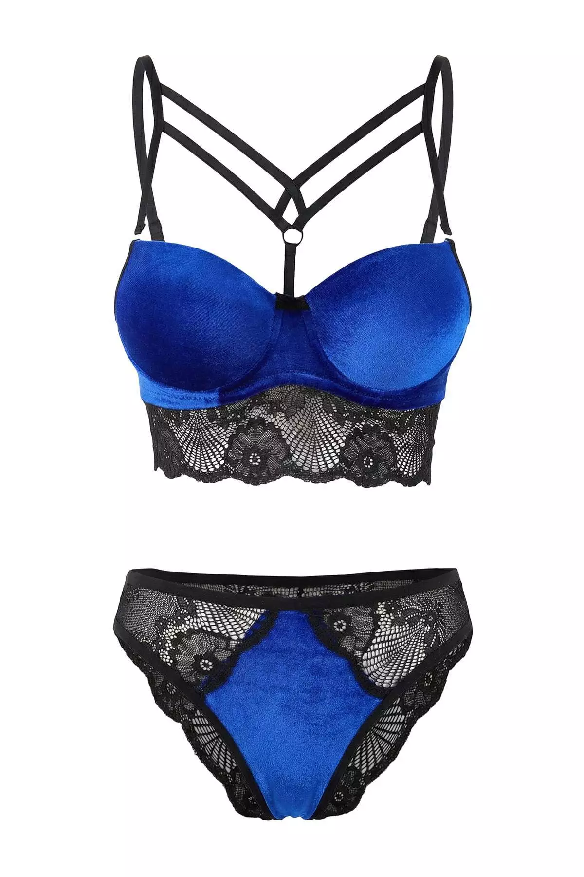 Cobalt Velvet/Lace Push Up Underwear Set Thmss26Cc24