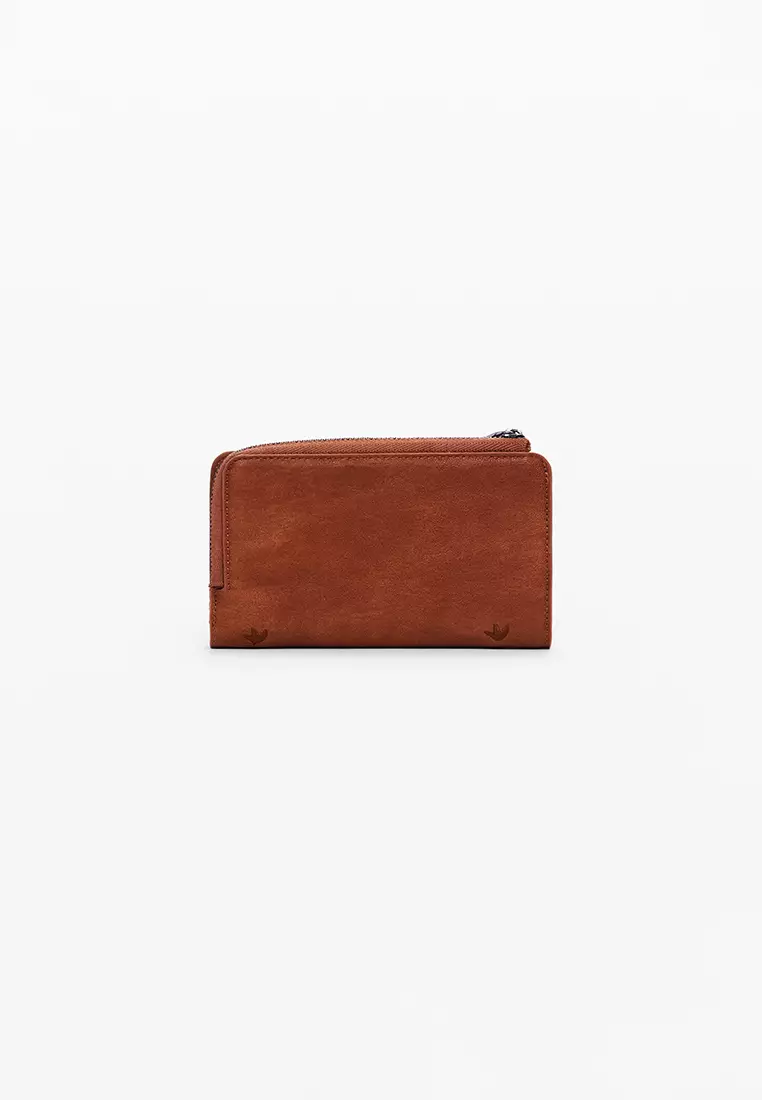 Medium embroidered faux leather wallet