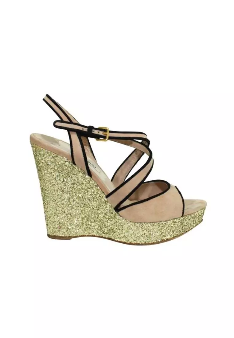 Gold glitter sale wedge heels