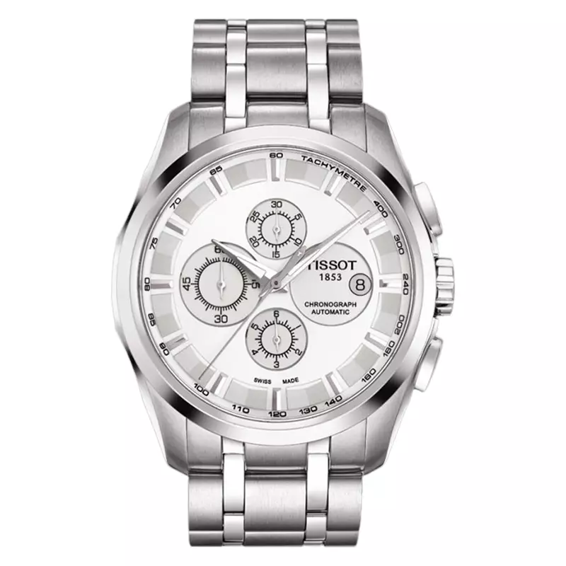 Jam Tangan Pria TISSOT T Classic T035.627.11.031.00 Couturier Automatic Chronograph Silver Dial St. Steel Strap