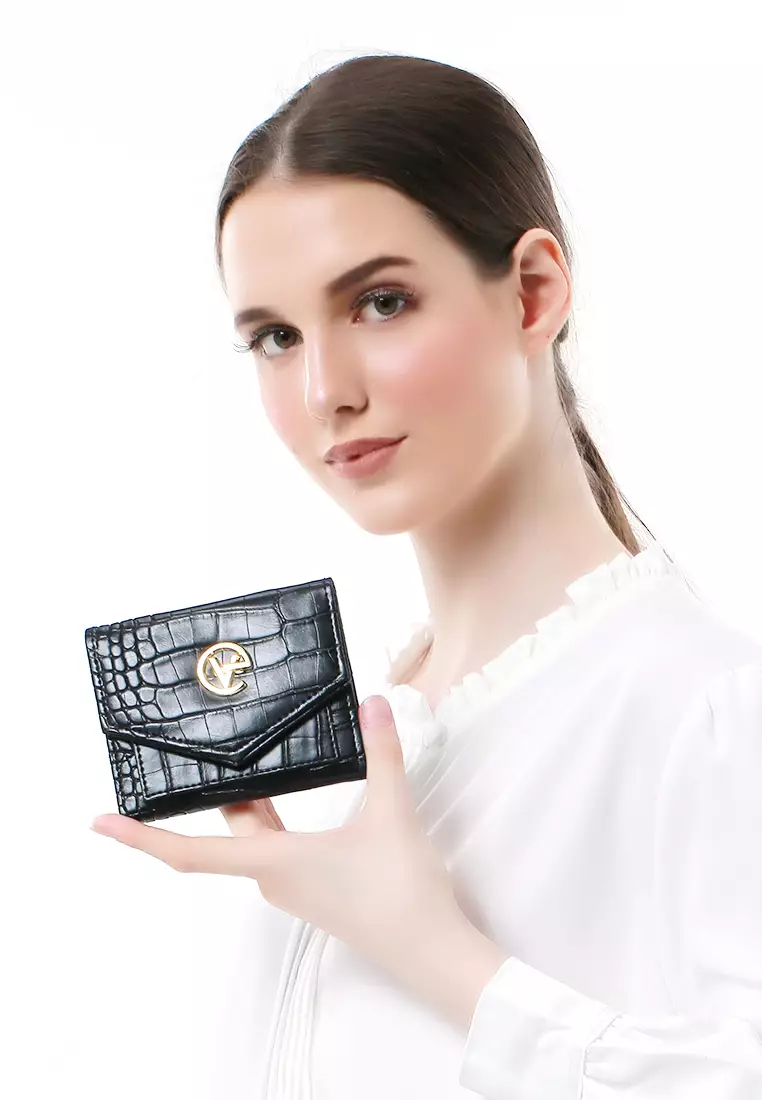 Fauzia Dompet Wanita Mini Motif Croco Premium Quality - Black