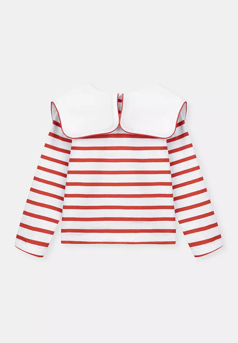 Wide Collar Sailor Striped Pullover