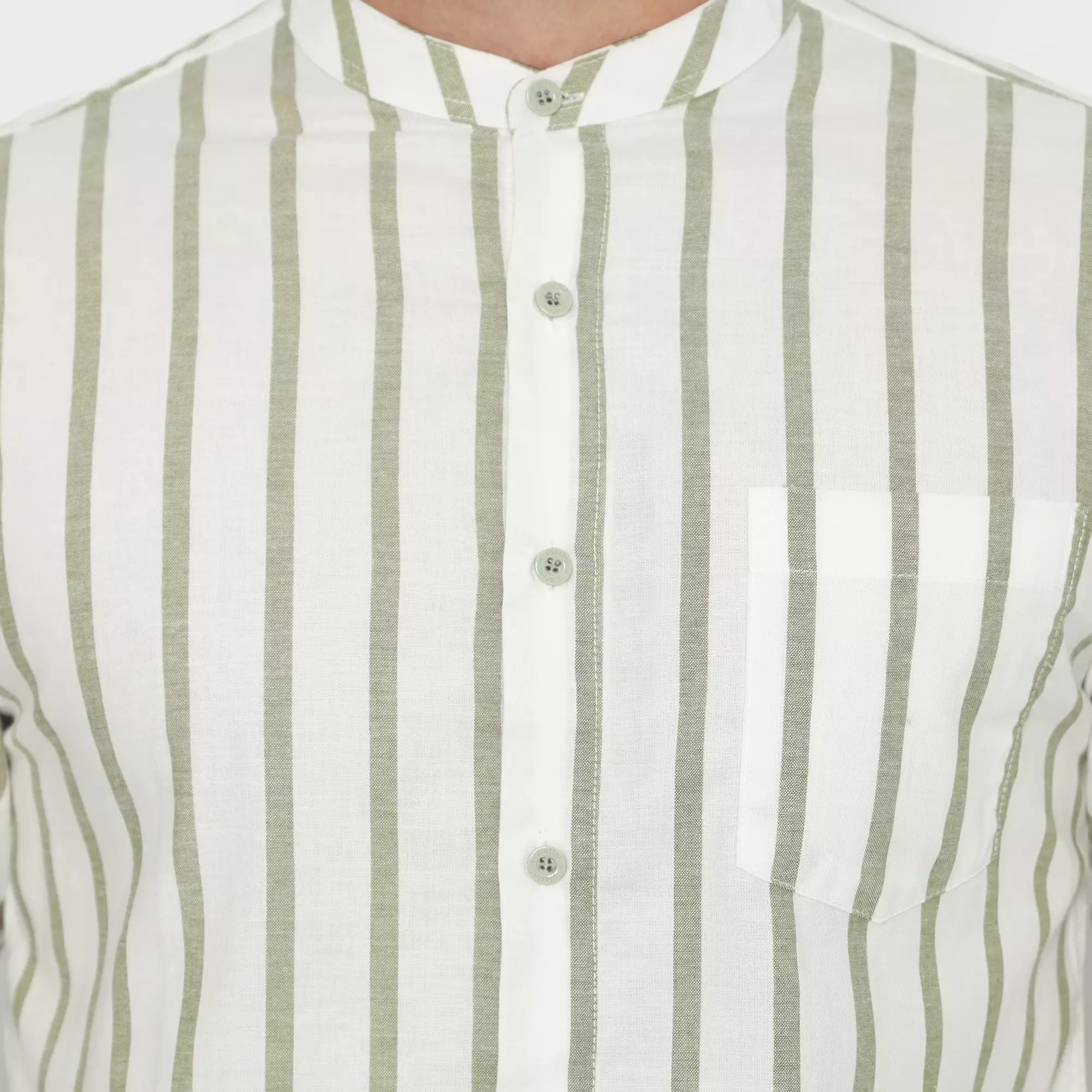 Platini Kemeja Shanghai Salur Pria Lengan Panjang Katun Hijau 961127