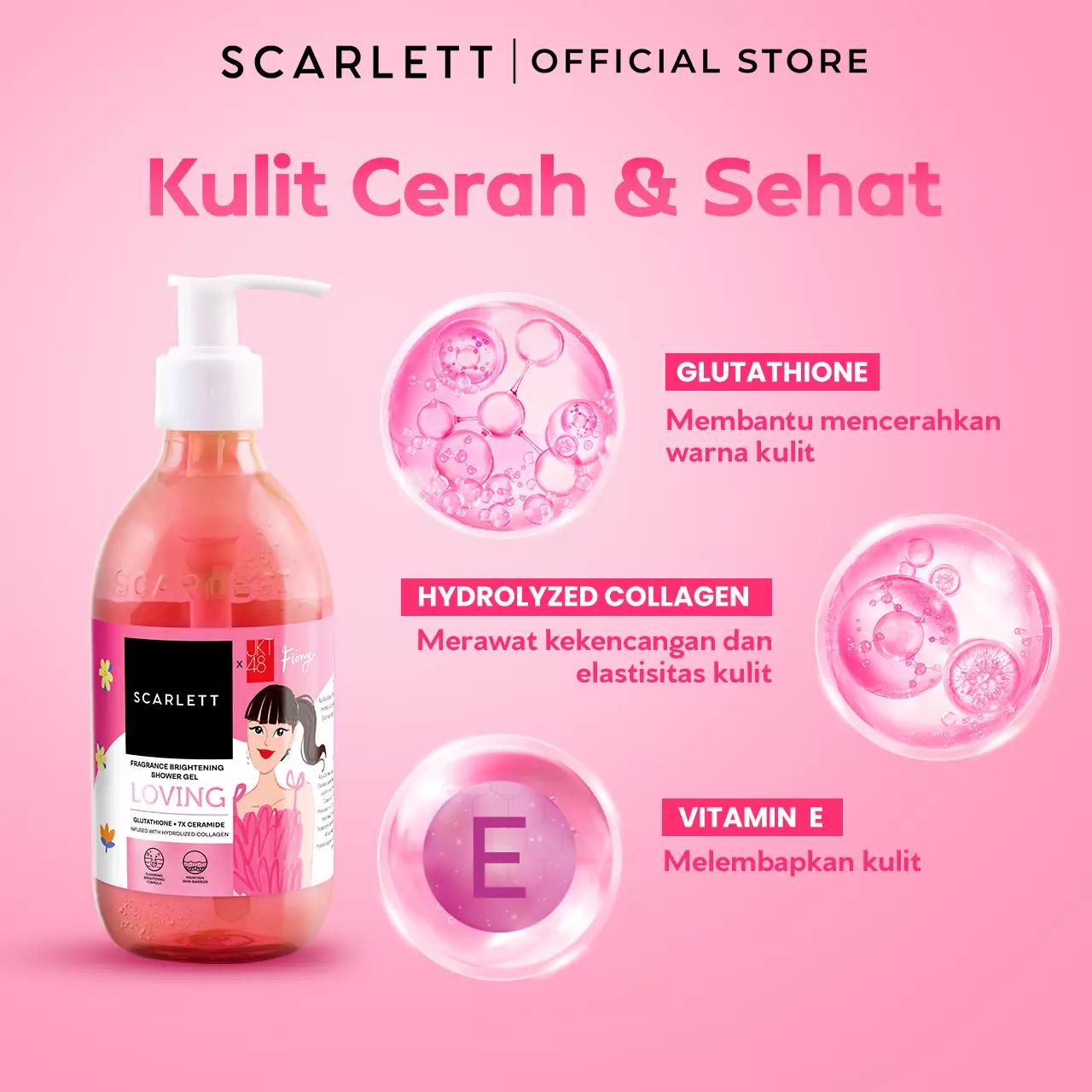 Scarlett Fragrance Brightening Shower Gel Loving | Body Wash | Sabun Mandi Cair