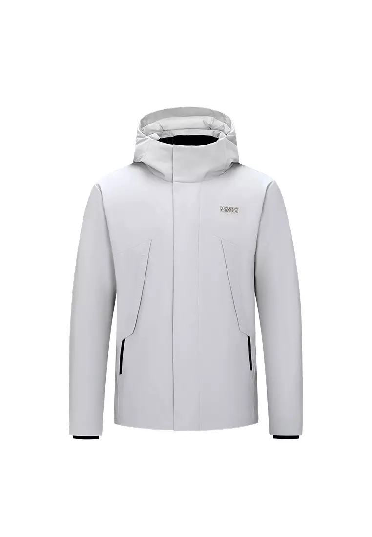 男裝 K-SWISS LOGO 防風防潑水鵝絨連帽羽絨外套
