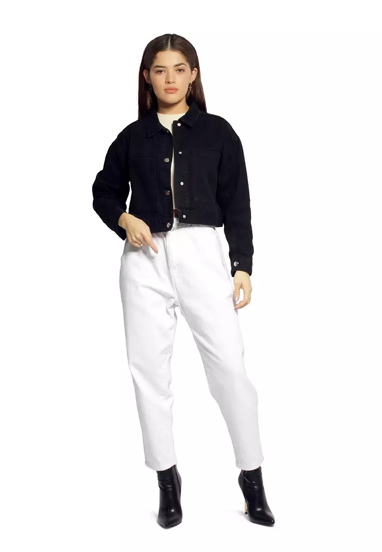 Jaket Denim Cropped Hitam
