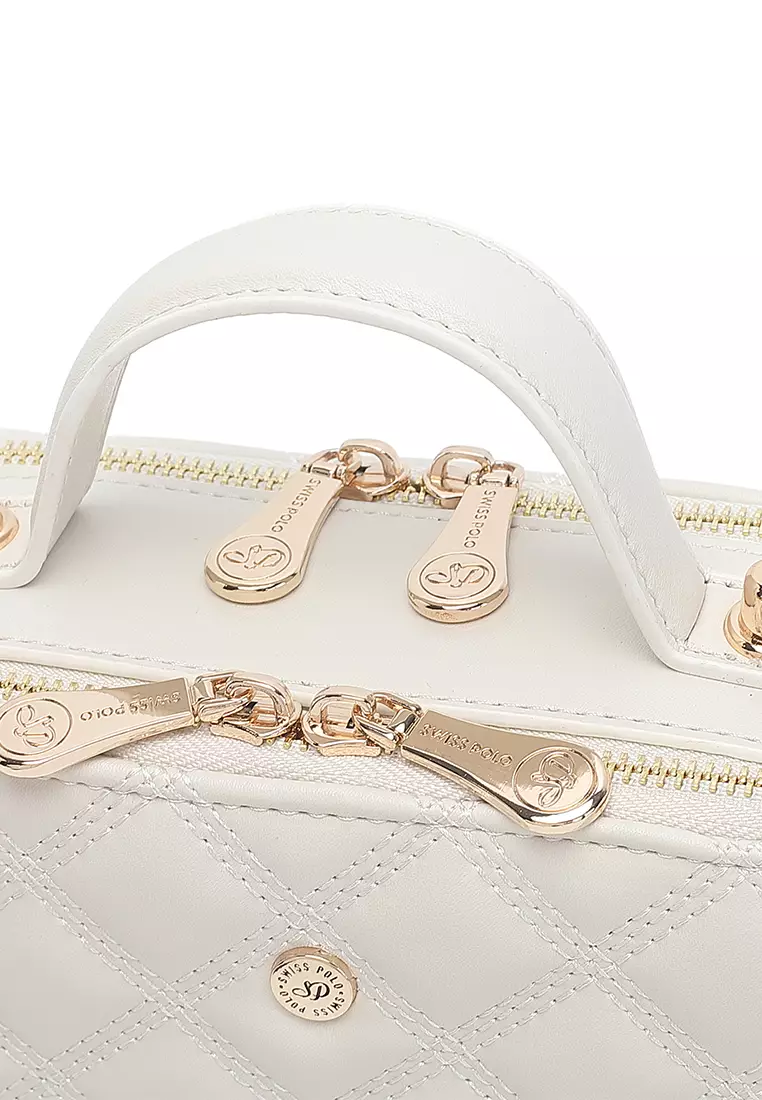 Women's Boxy Top Handle Bag / Sling Bag / Crossbody Bag - White