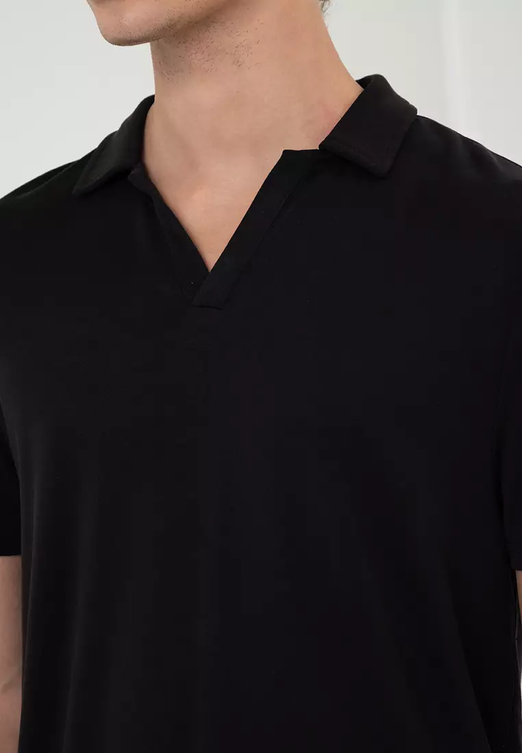 Black polo hot sale v neck