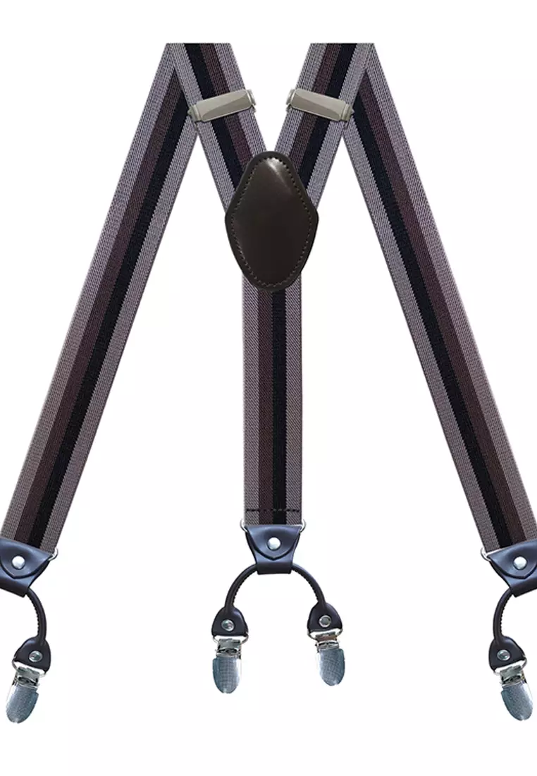 Men's Adjustable Elastic 6 Clips Suspenders