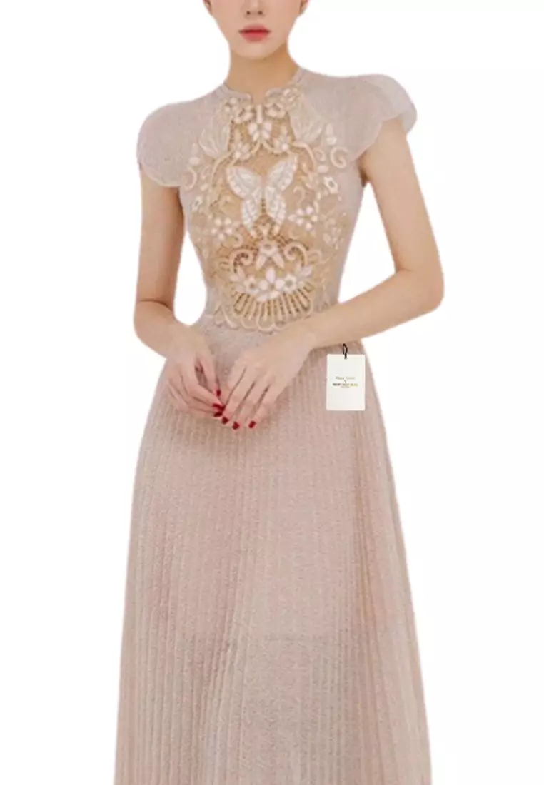 Lace Pleated Dress HRF1422