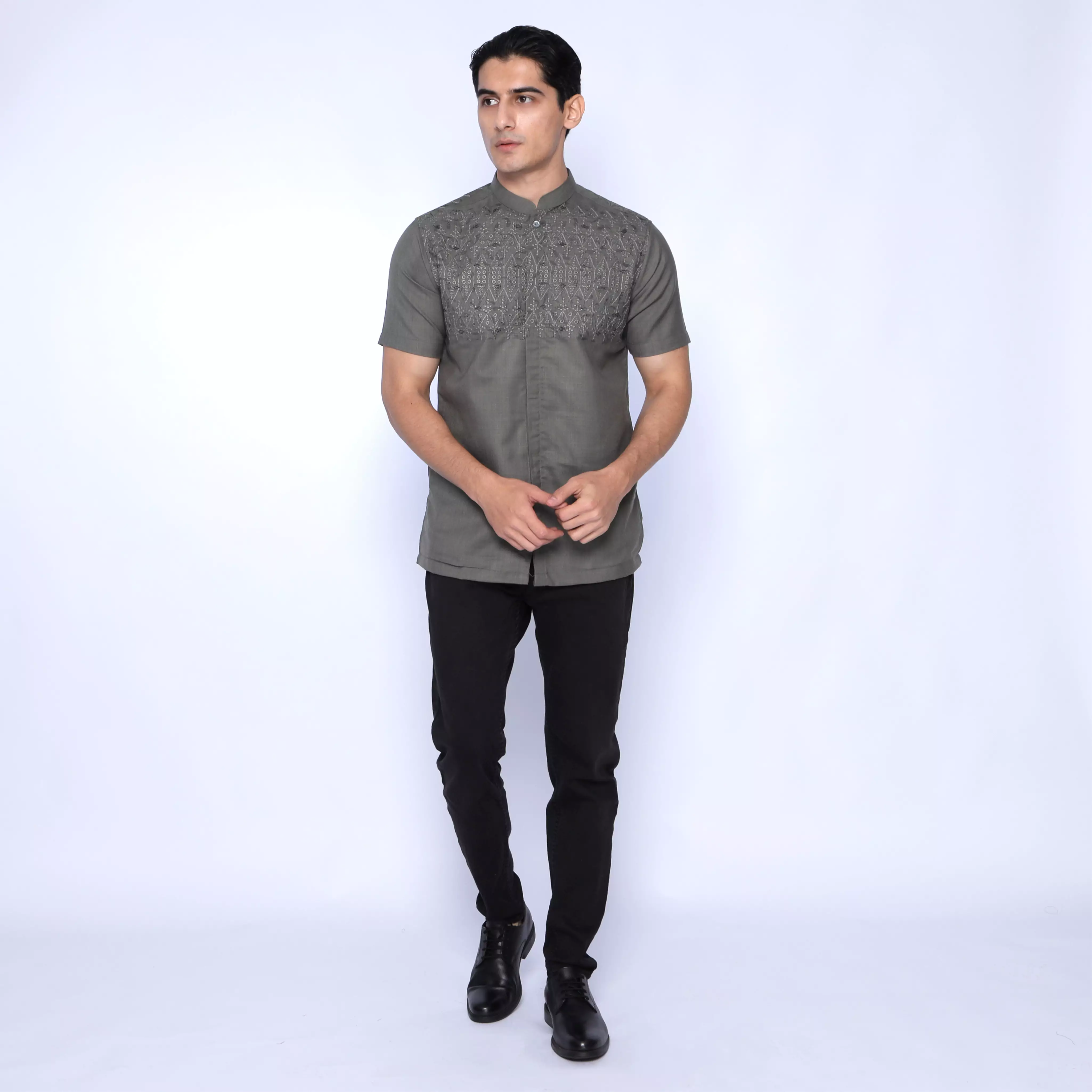 Casella Baju Koko Pria Lengan Panjang Premium Edisi Koko Sultan 4046 Green Grey