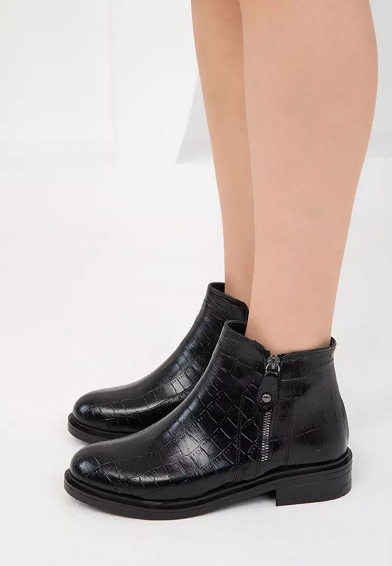 Soho Womens Black Zip Boots Soho Long Leather Boot Unison Label