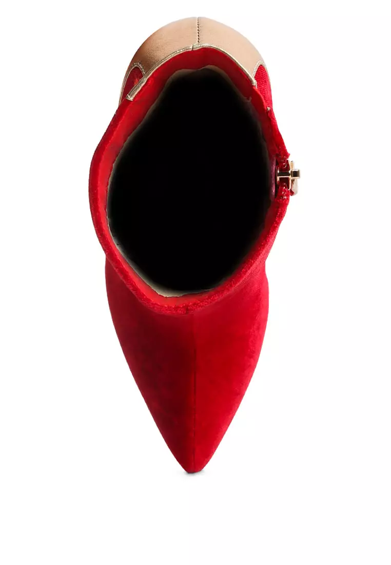 Buy RAG CO Metallic Highlight Red High Heeled Ankle Boots 2024