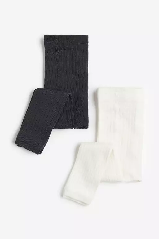 2-pack ribbed footless tights