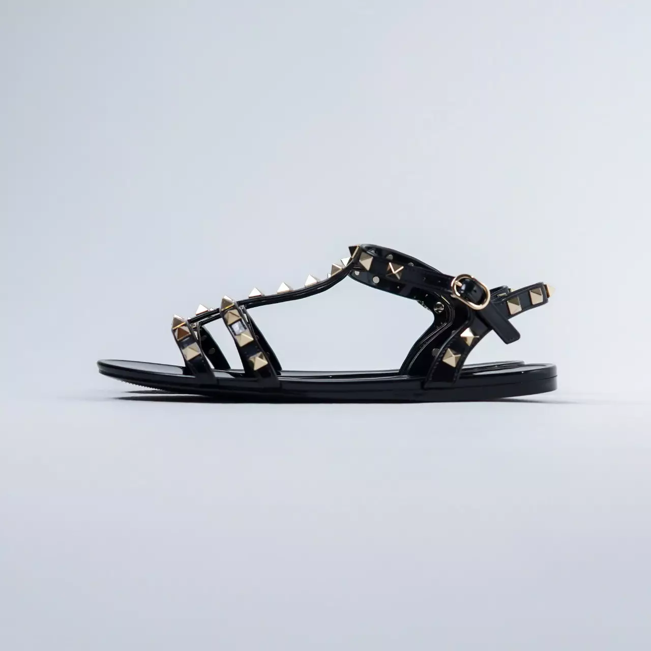 Sandal VALENTINO ROCKSTUD STRAP ANKLE JELLY BLACK SANDAL 100% ORIGINAL