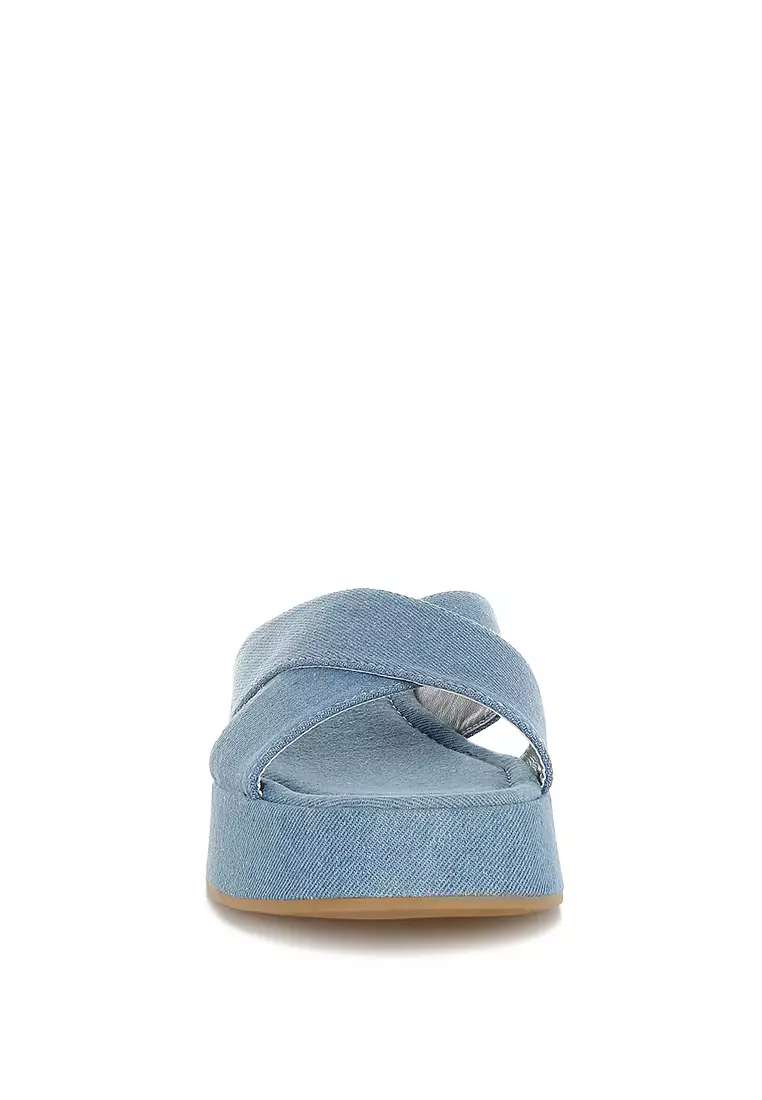 Denim Flatform Slip Ons