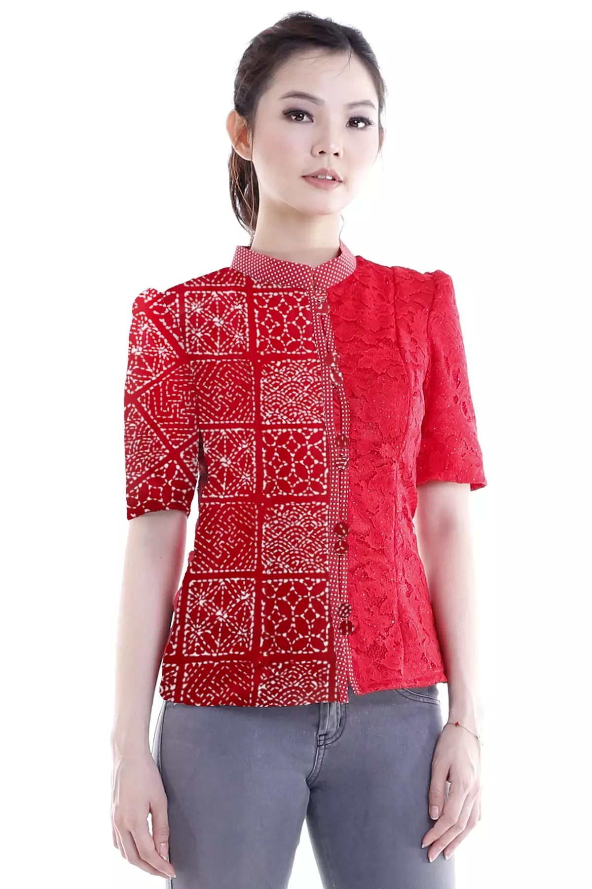 Bimala Batik Sashiko Merah Blouse