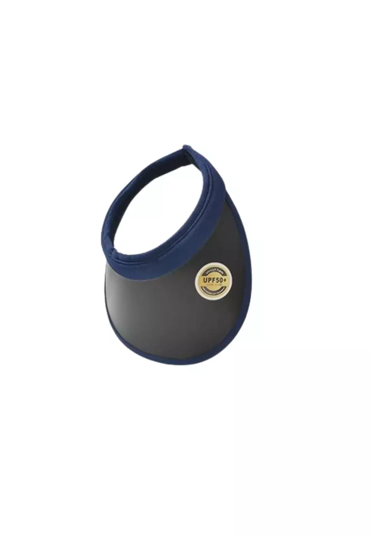 Topi Pantai Anti UV Wanita Sun Visor Hat PVC Breathable S 48-58 cm ORIGINAL - Black/Blue