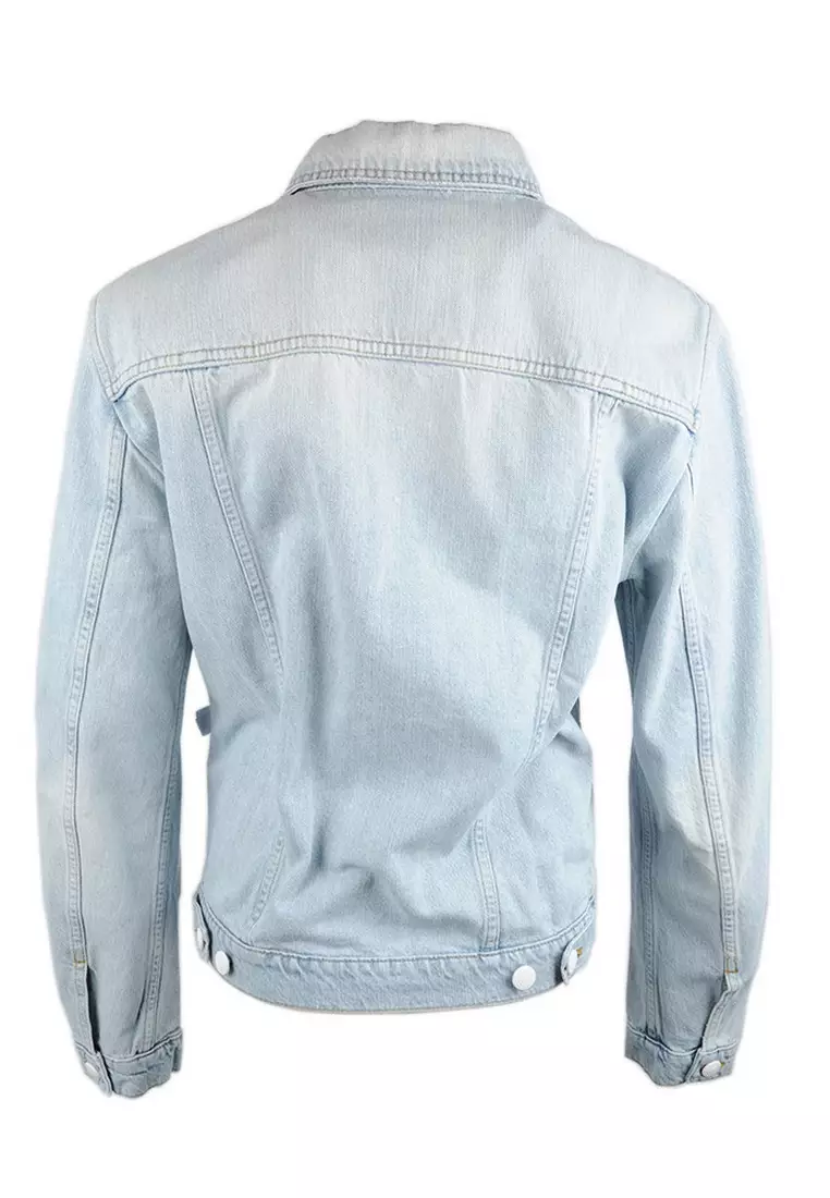 Neon-trimmed Denim Jacket in Blue