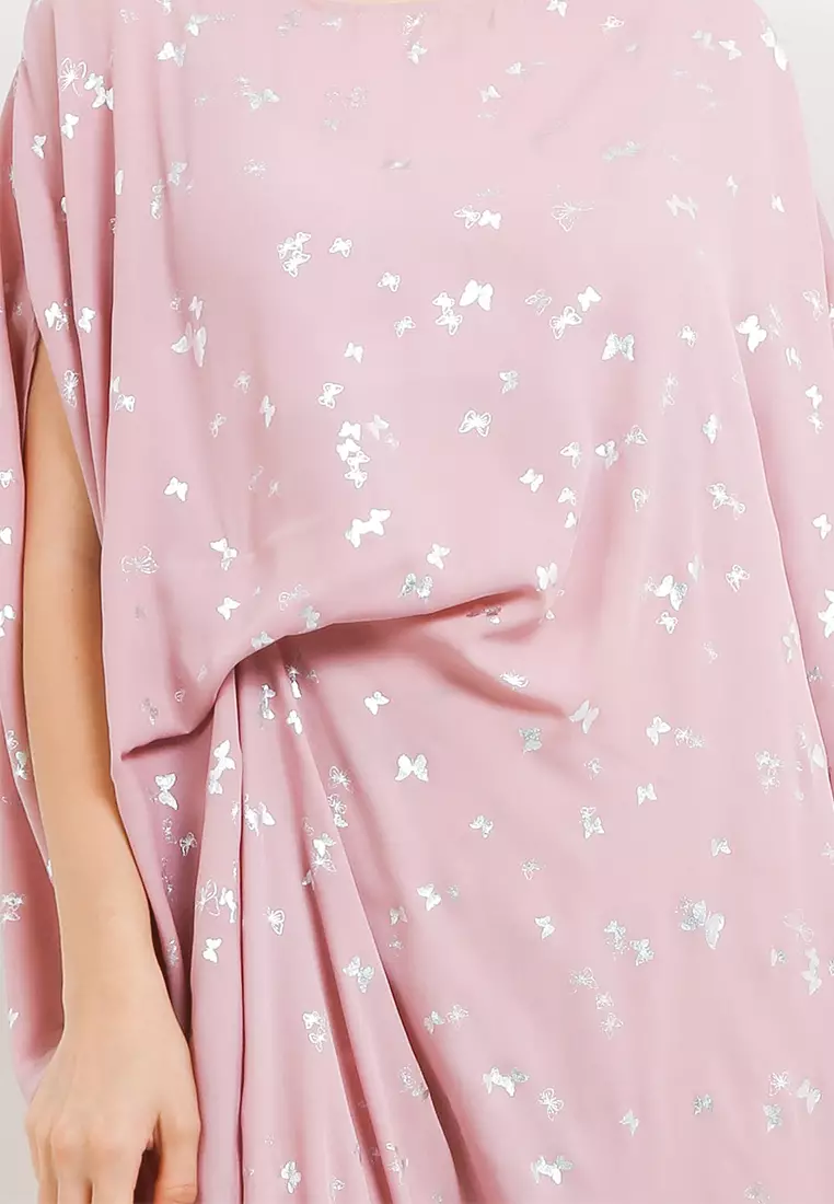 Butterfly Printed Ruched Kaftan