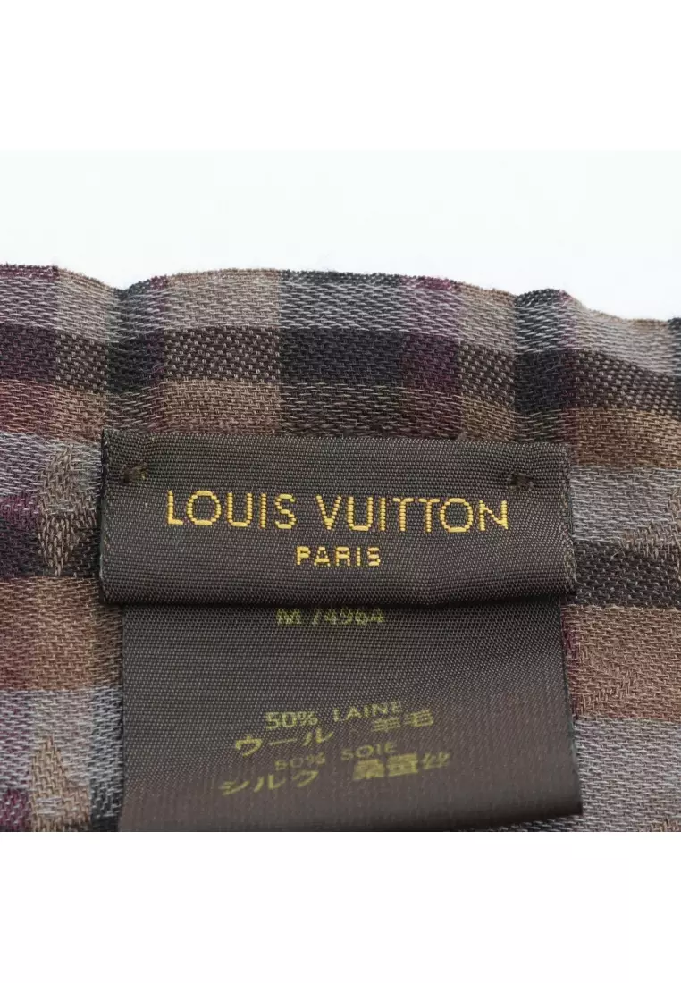 Pre-Loved Louis Vuitton monogram Stall check wool silk Brown multicolor