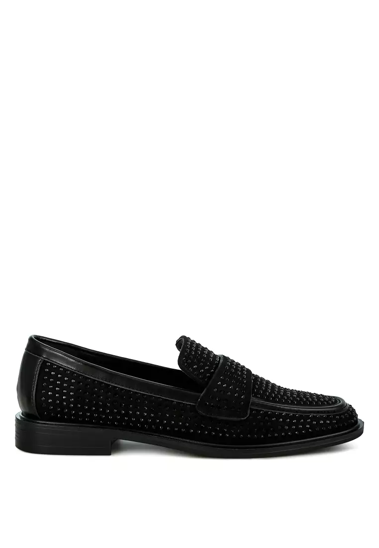 Discount on London Rag  shoes - SKU: Black Rhinestones Embellished Loafers