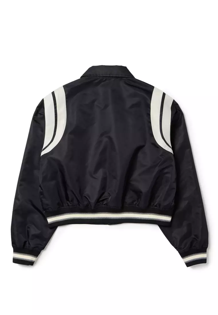 Flag Women Black Women Nylon Varsity Jacket