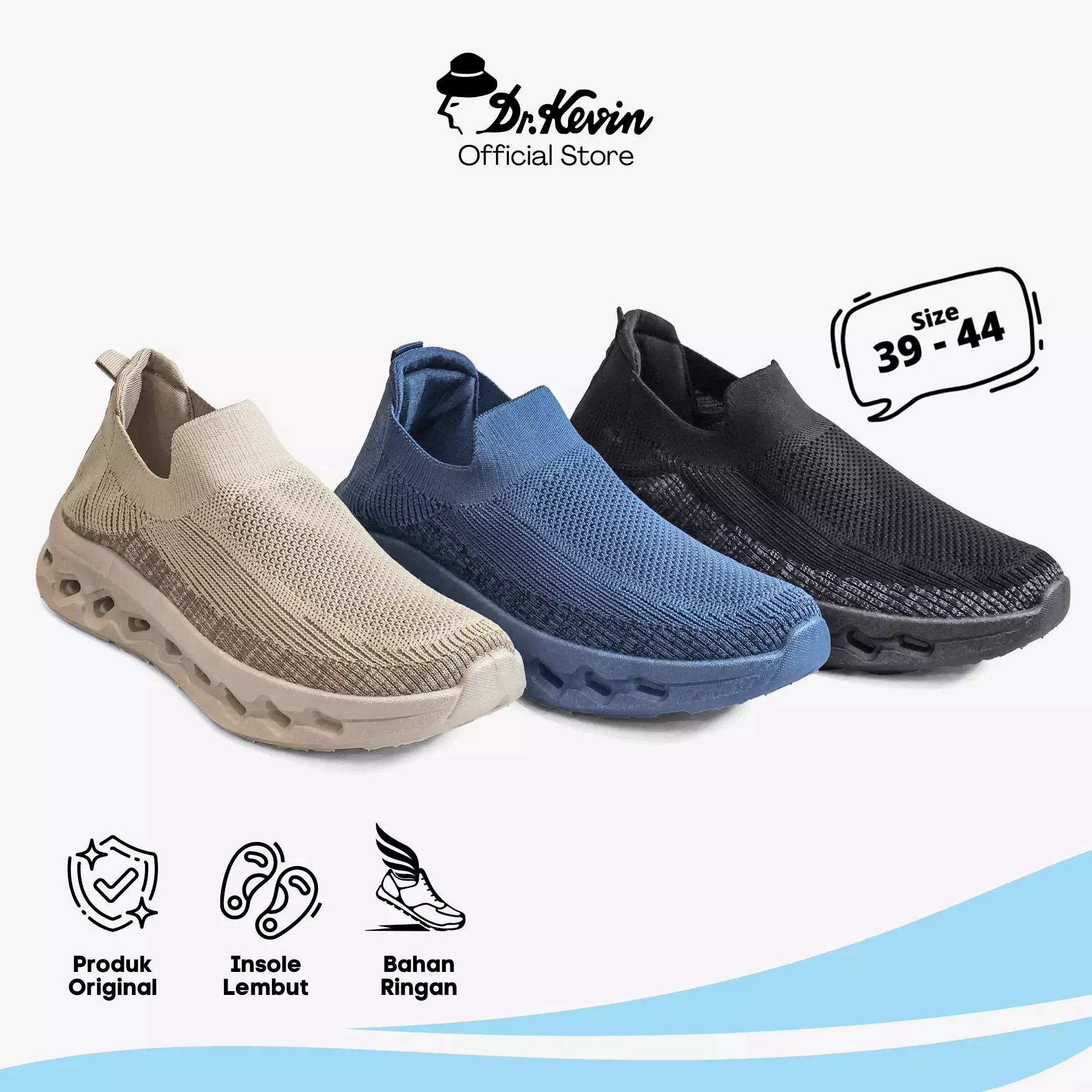 Dr. Kevin Sepatu Sport Pria Men Sneakers Flyknit Slip On 889-093