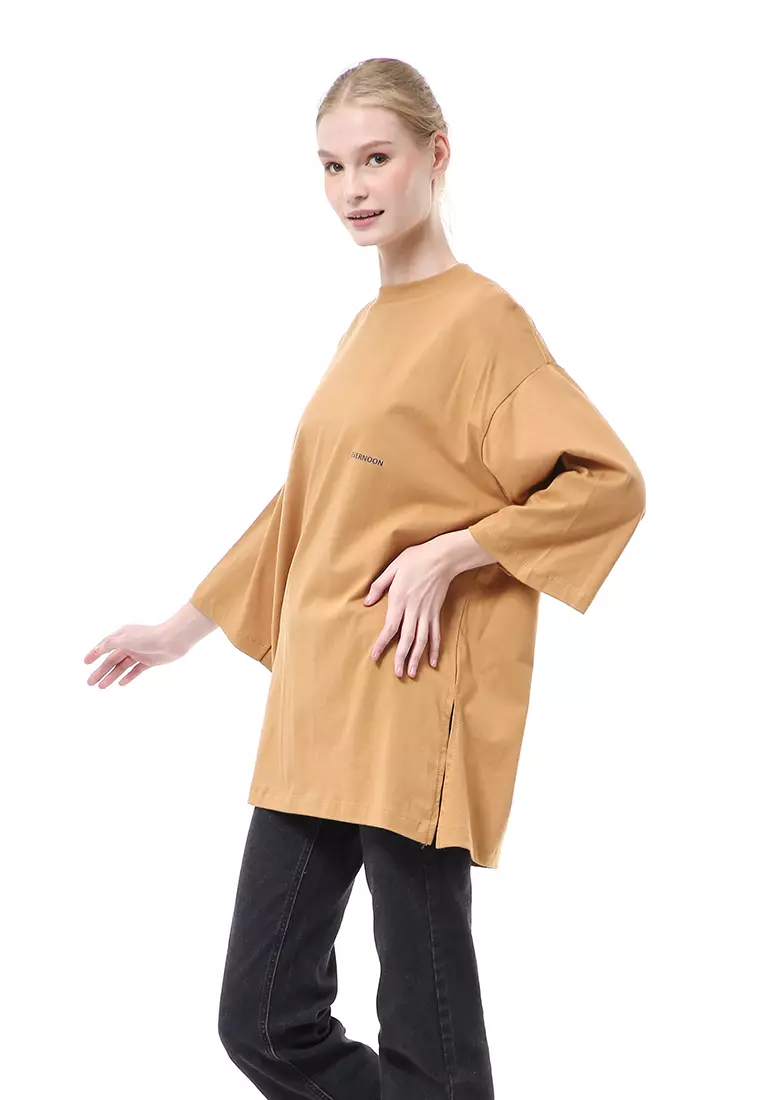 Wina Kaos Atasan Wanita Polos Basic Oversize - Caramel