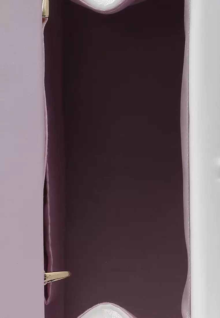 Tas Bros Berlian Imitasi dengan Pegangan Atas Mutiara Warna Putih