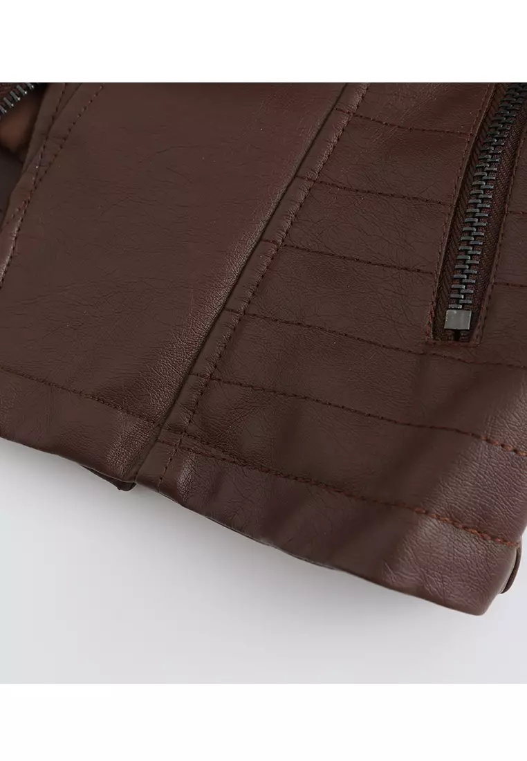 Cropped Faux Leather Jacket AD-D25