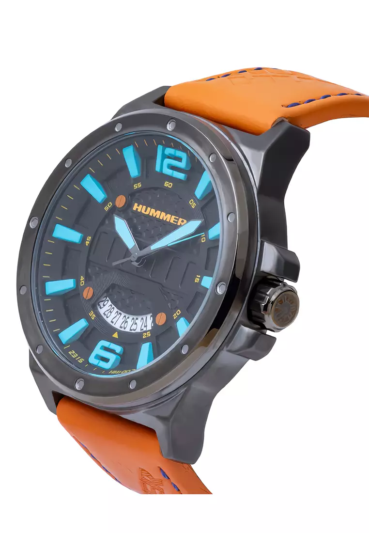 Hummer Jam Tangan Analog Pria Black Case Brown Leather Strap - HM1007-1745